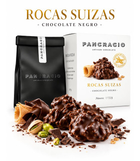 Roca Suiza de chocolate negro con pistacho y avellanas