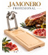 Tabla jamonera profesional de acero y madera